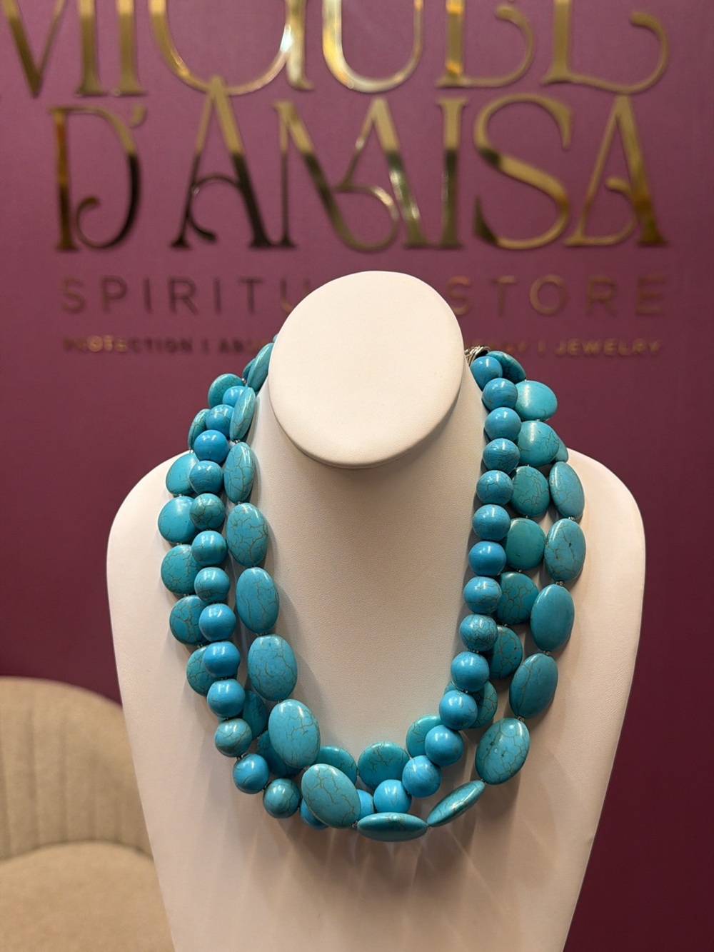 Turquoise Bead Statement Necklace - Women Jewelry